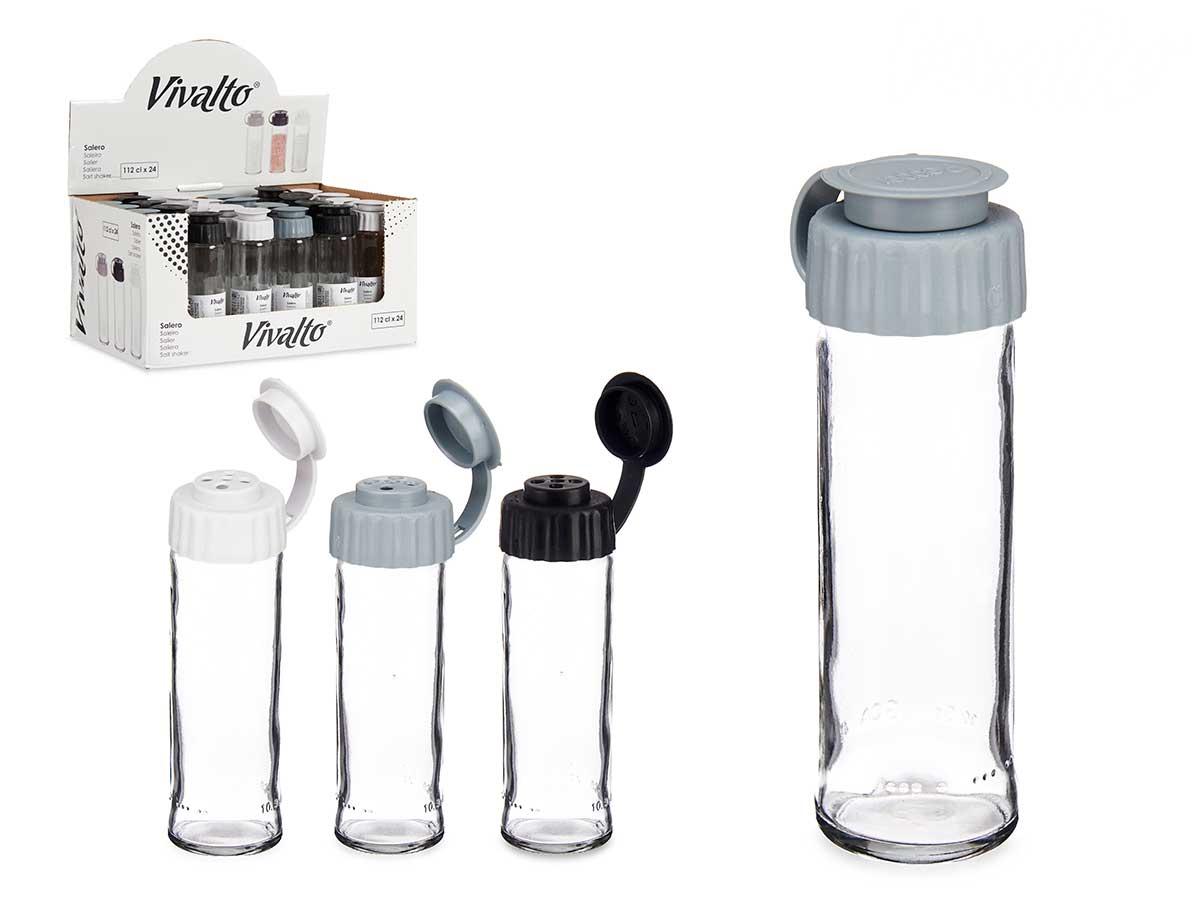 Vivalto Pimentero de Cristal 112 ml - Blanco, Negro, Gris - 3.5x13.7x5 cm (24 Unidades)