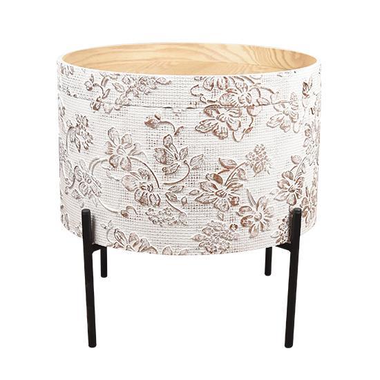 DKD Home Decor Mesita Auxiliar Shabby Blanco Negro con Tapa, de MDF y Metal, Desmontable, 38 x 39 x 38 cm