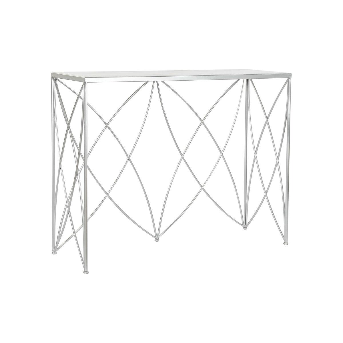 DKD Home Decor Consola Chic de Metal y Mármol Plateado Blanco 100 x 33 x 78 cm