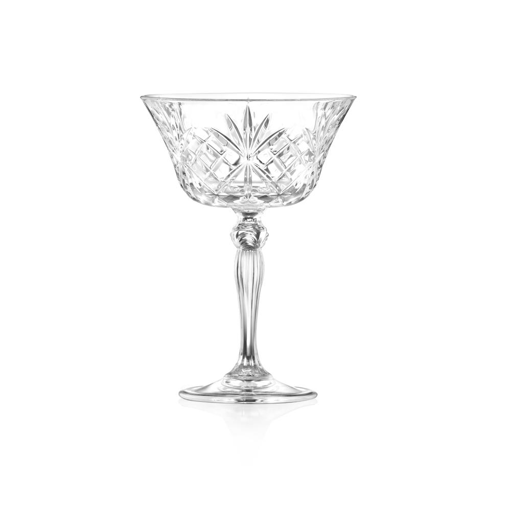 Rcr Cristalleria IT Copa Champán Baja 260 Ml Set de 6 Unidades Colección Melodia LUXION Eco-Crystal Apta Lavavajillas