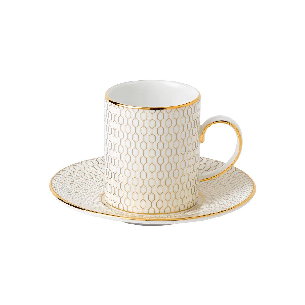 Wedgwood Taza Café Con Plato Arris-Gio Gold 80 Ml Bone China Set de 2 Unidades