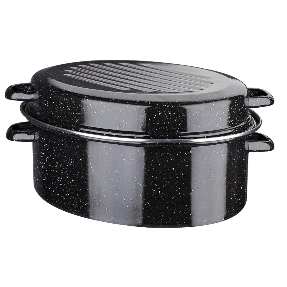 GSW Cocotera 42 Cm Acero Esmaltado con Aro Cromado para Cocina Tradicional, Apta Horno y Todo Tipo de Cocinas, Separable