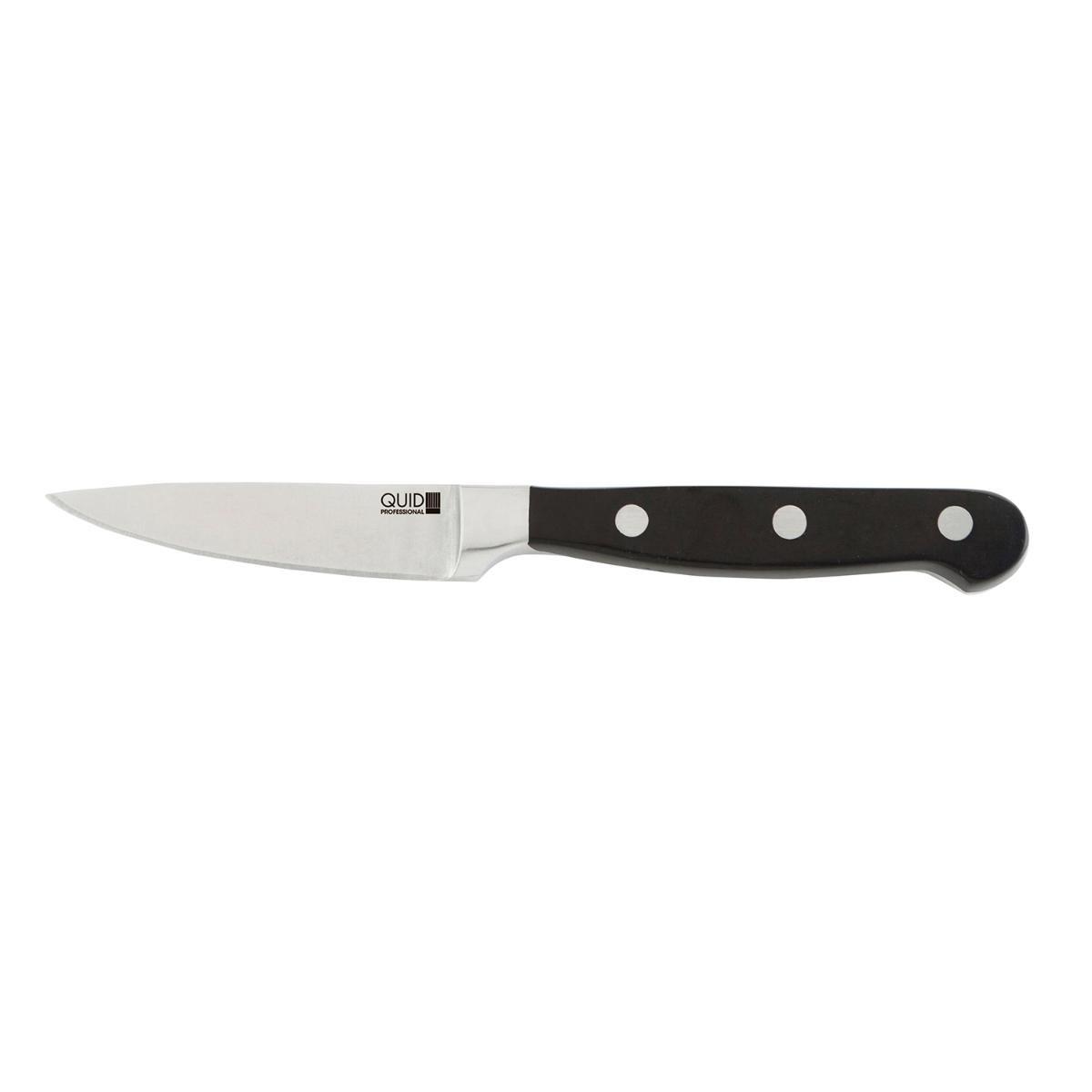 Quid Professional Inox Chef Black Cuchillo Pelador Acero Inoxidable 9 cm Negro 10 Unidades, Mango Ergonómico, Apto Lavavajillas