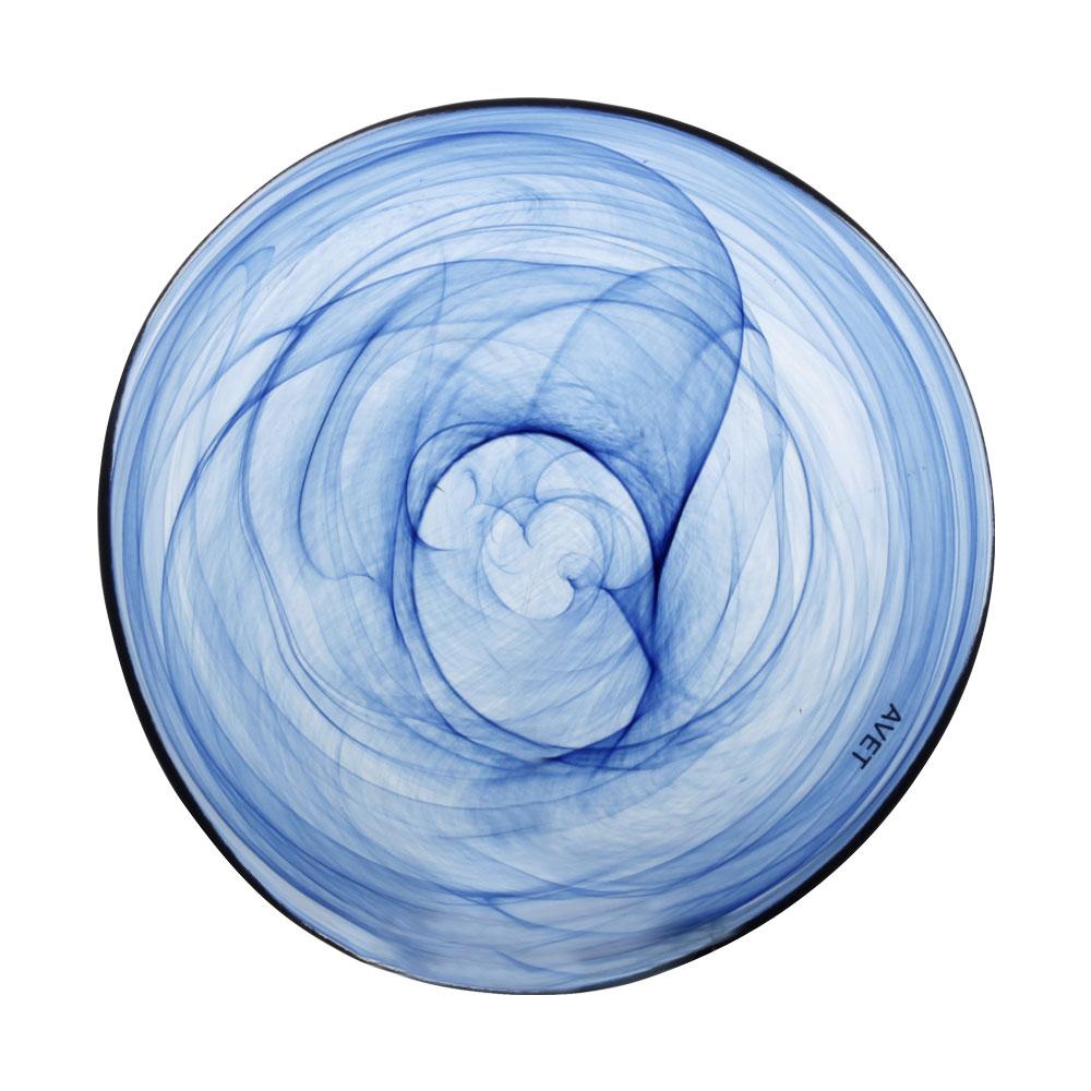 Avet Plato de Cerámica Azul Índigo Diámetro 26 cm - Set de 6 Unidades con Efecto Alabastro, Transparente y Ligeramente Irregular