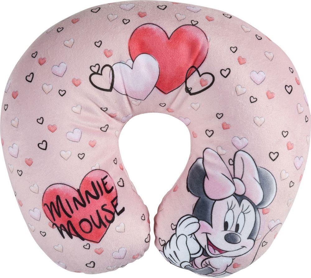 Disney CZ10624 Almohada de Viaje Minnie, Poliéster, relleno de perlas de poliestireno, Lavable a mano, 8x18,5x3 cm