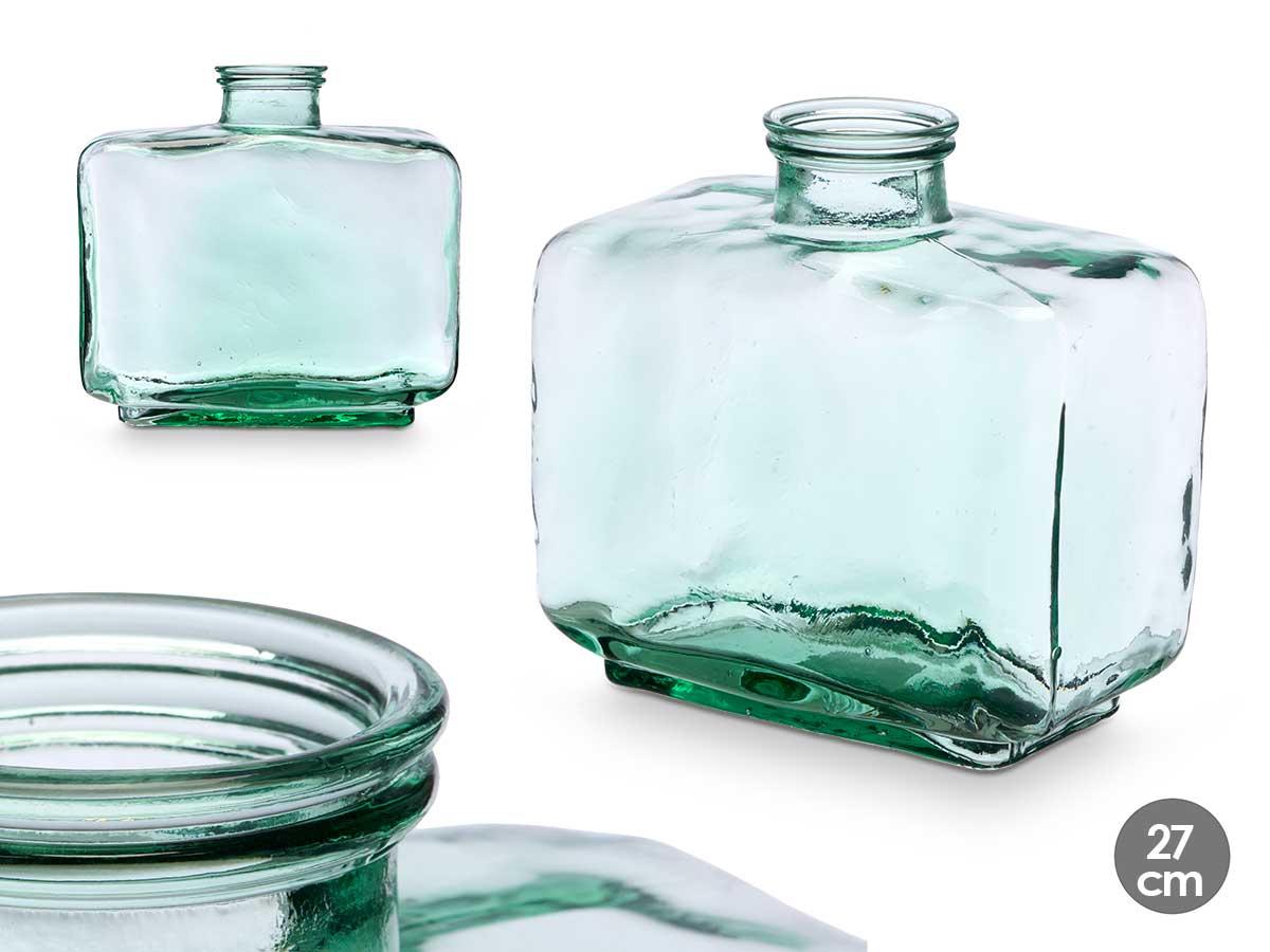 Giftdecor Jarrón de Vidrio Reciclado Rectangular 27 cm, Transparente (3 Unidades)