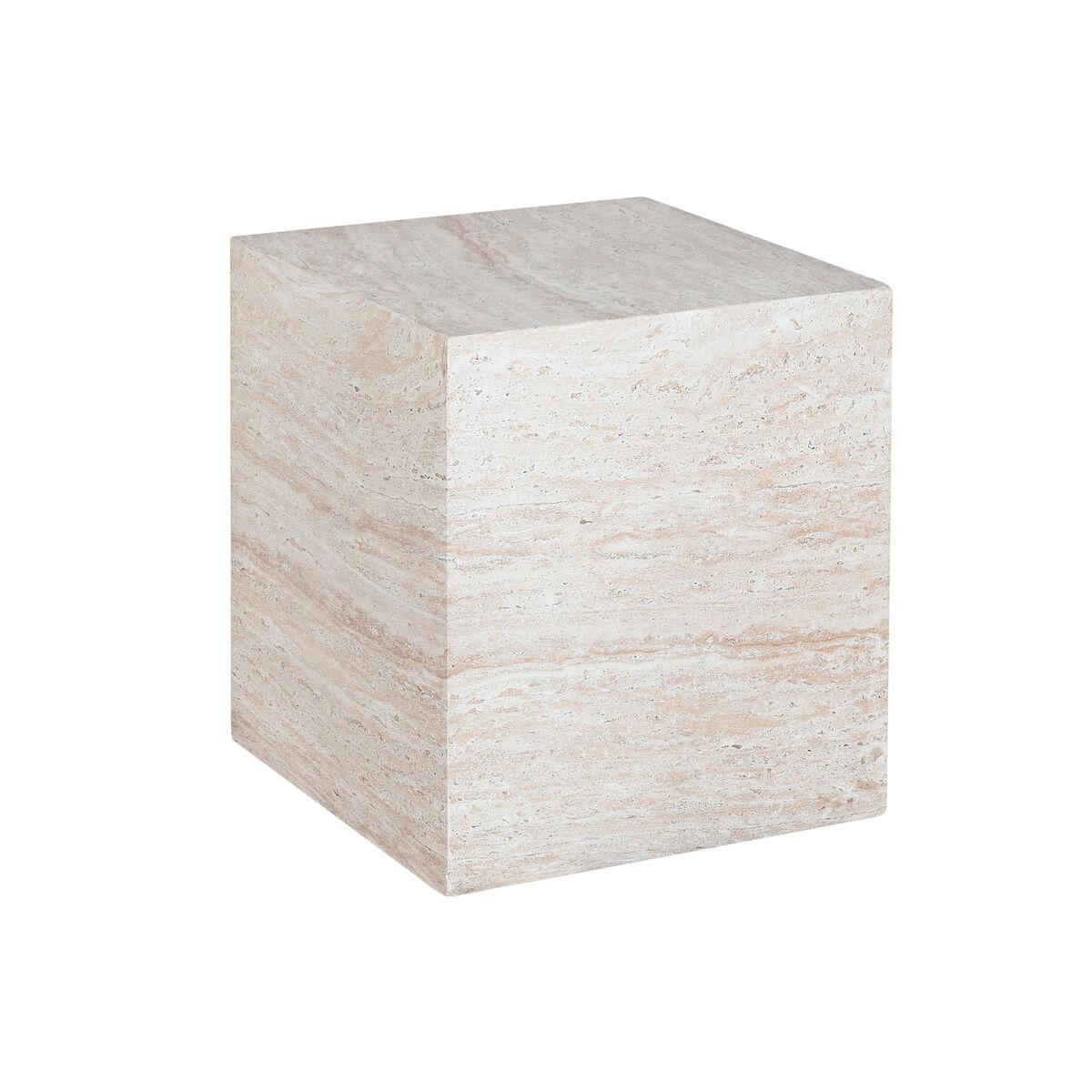 DKD Home Decor Mesita Auxiliar Neoclasico Simil travertine Fibra vidrio 45x45x50 cm