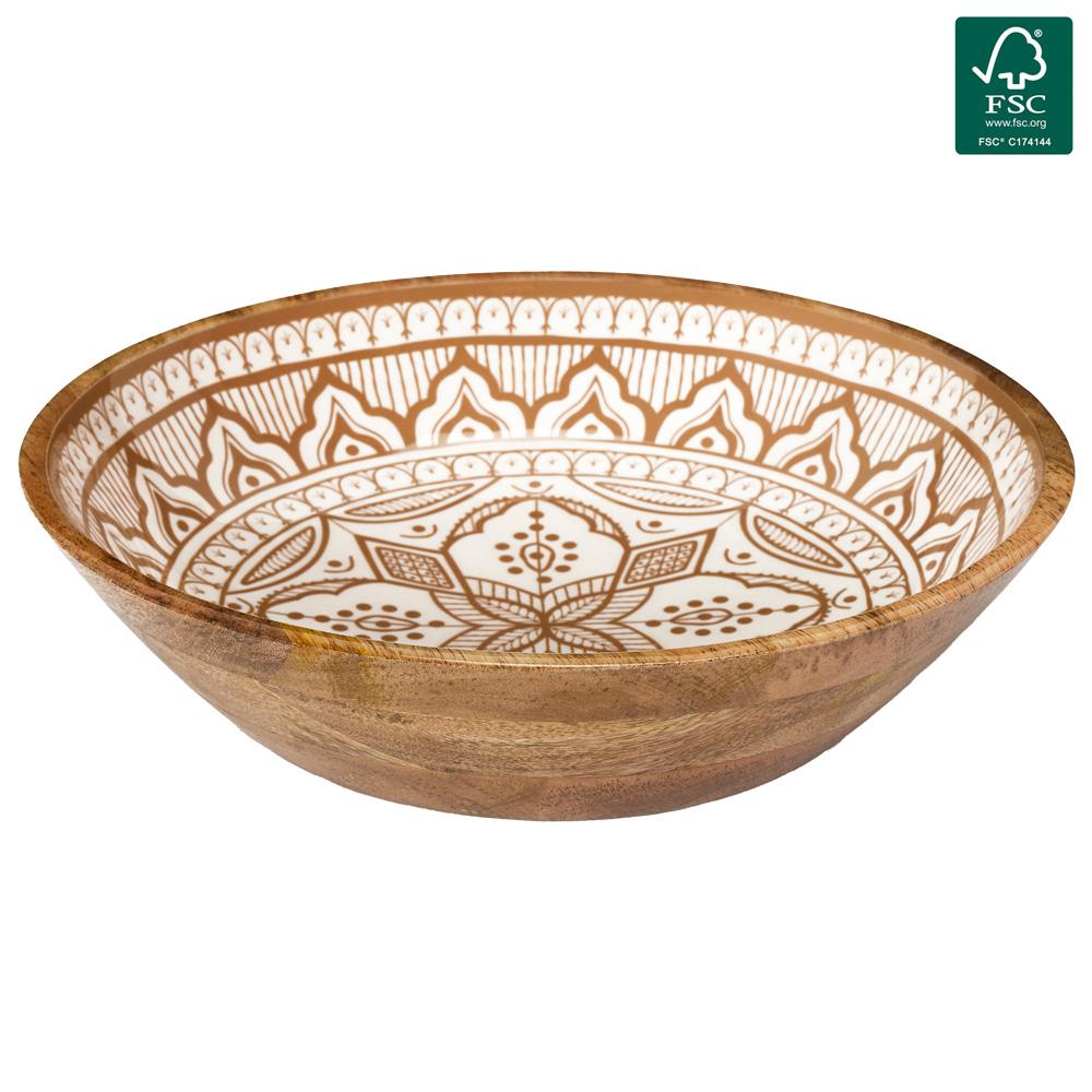 Home Deco Factory Ensaladera Dune Terrac Colección Mirage Madera de Mango Diámetro 33 cm