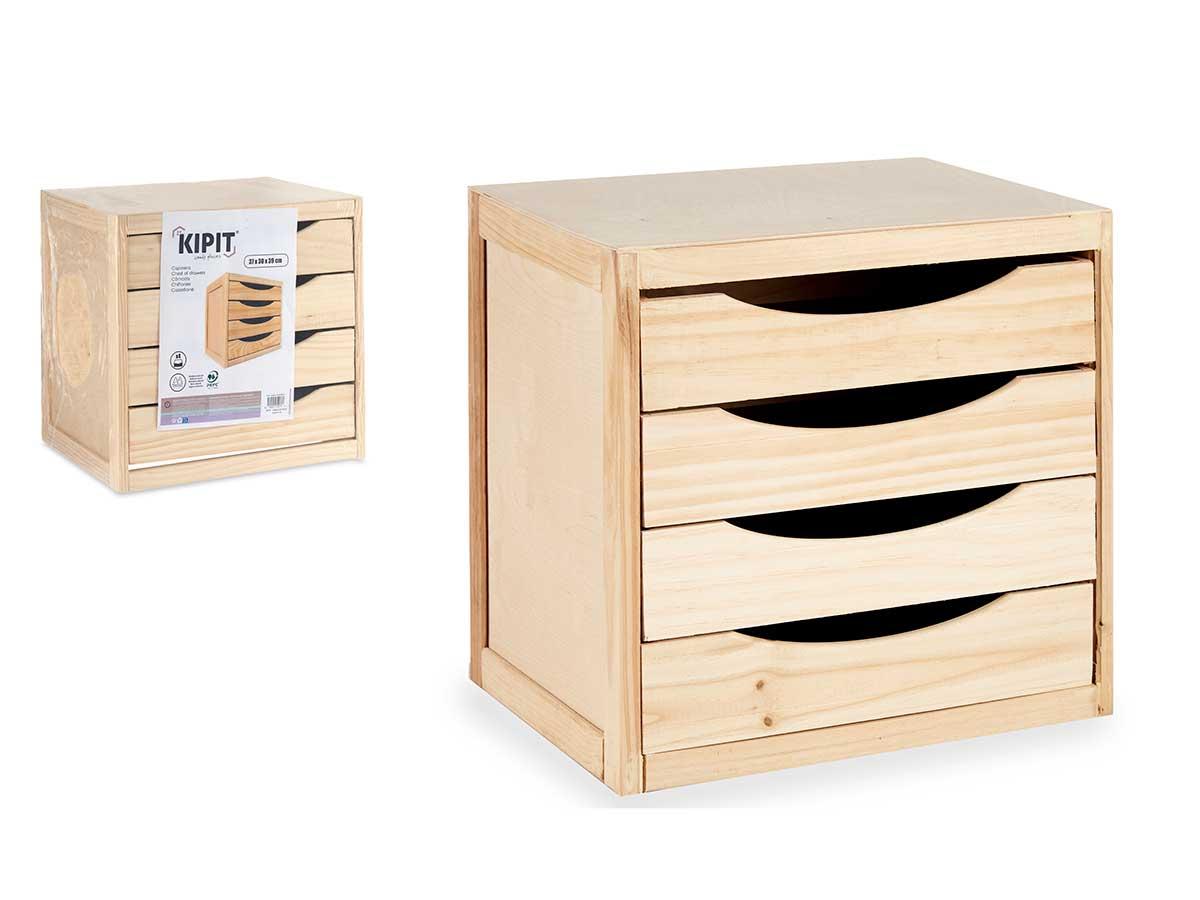 Kipit Cajonera de Madera 4 Cajones Pino 30x37x38 cm