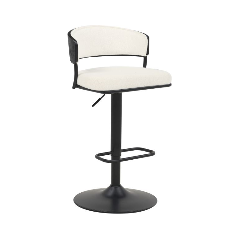 DKD Home Decor Taburete Moderno Blanco - Altura Asiento 63 cm, 48.5x48x83.5 cm (Ancho x Fondo x Alto), Metal, Poliéster, Desmontable