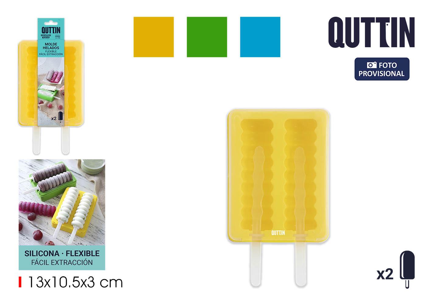 Inde Molde para 2 Helados de Silicona Quttin, 13x10.5x3 cm (24 Unidades)