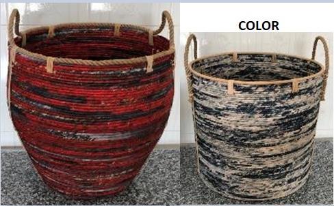 DKD Home Decor Cesta Boho de Ratan Negro Blanco 52x52x60 cm Set de 3