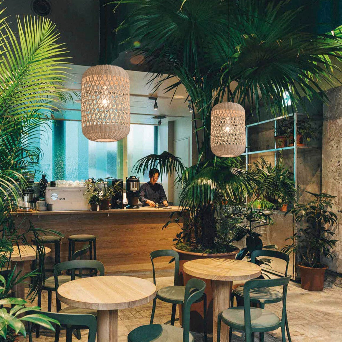 ACB Vivian Lámpara de techo colgante 3931/25 Ratán Natural, Kit Blan. Text., LED E27 15W, C3931081NA