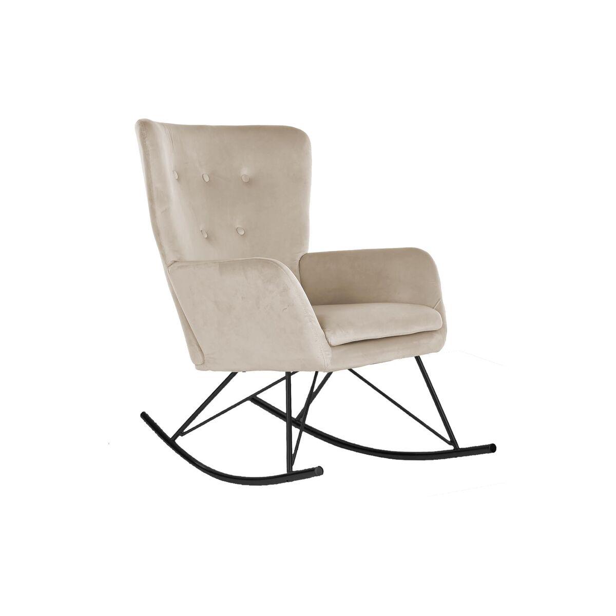 DKD Home Decor Mecedora Scandi Gris Negro Poliéster Metal 74 x 86 x 66 cm - Altura asiento 44 cm Desmontable