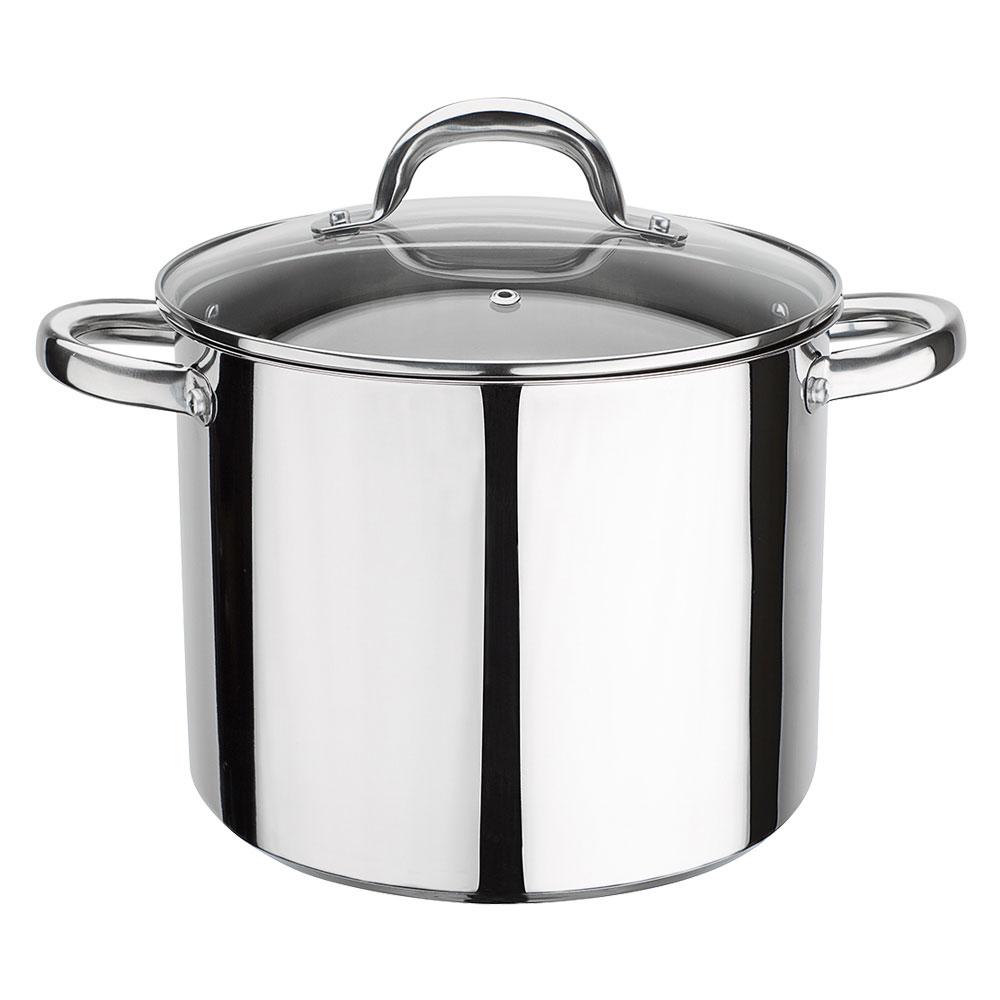 GSW Olla Montreal de Cocina Acero Inoxidable 6.8 L Ø22 cm Inducción y Todo Tipo de Cocinas con Tapa de Cristal - Set 6 Piezas