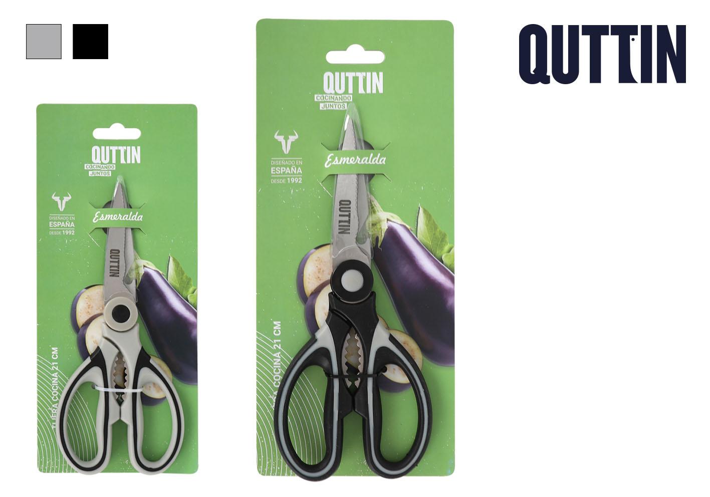 Quttin Tijera Bimaterial Descapsuladora Esmeralda de Cocina 21 x 9.5 cm (12 Unidades)