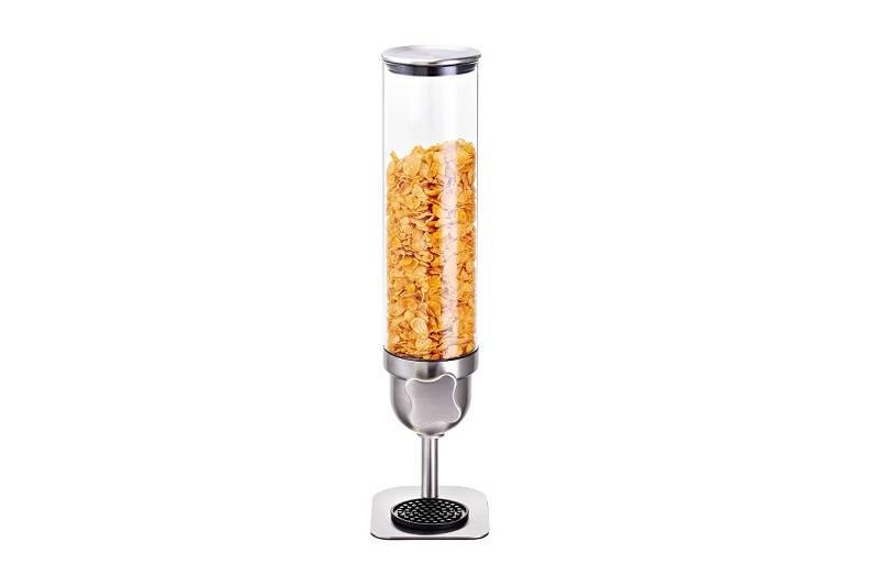 Leone Dispensador de Cereales 1,8 L de Vidrio Borosilicato y Acero Inoxidable, 48 cm de Alto