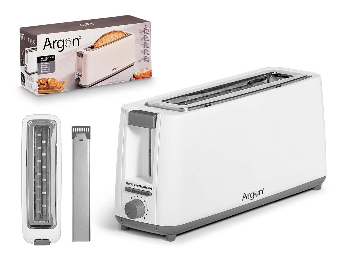 Argon Tostadora Simple Larga Blanco Mate 900W 38x17x11 cm (6 Unidades)