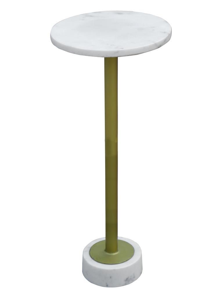 DKD Home Decor Mesita Auxiliar Glam Dorado de Metal y Mármol, 27 x 62 x 27 cm