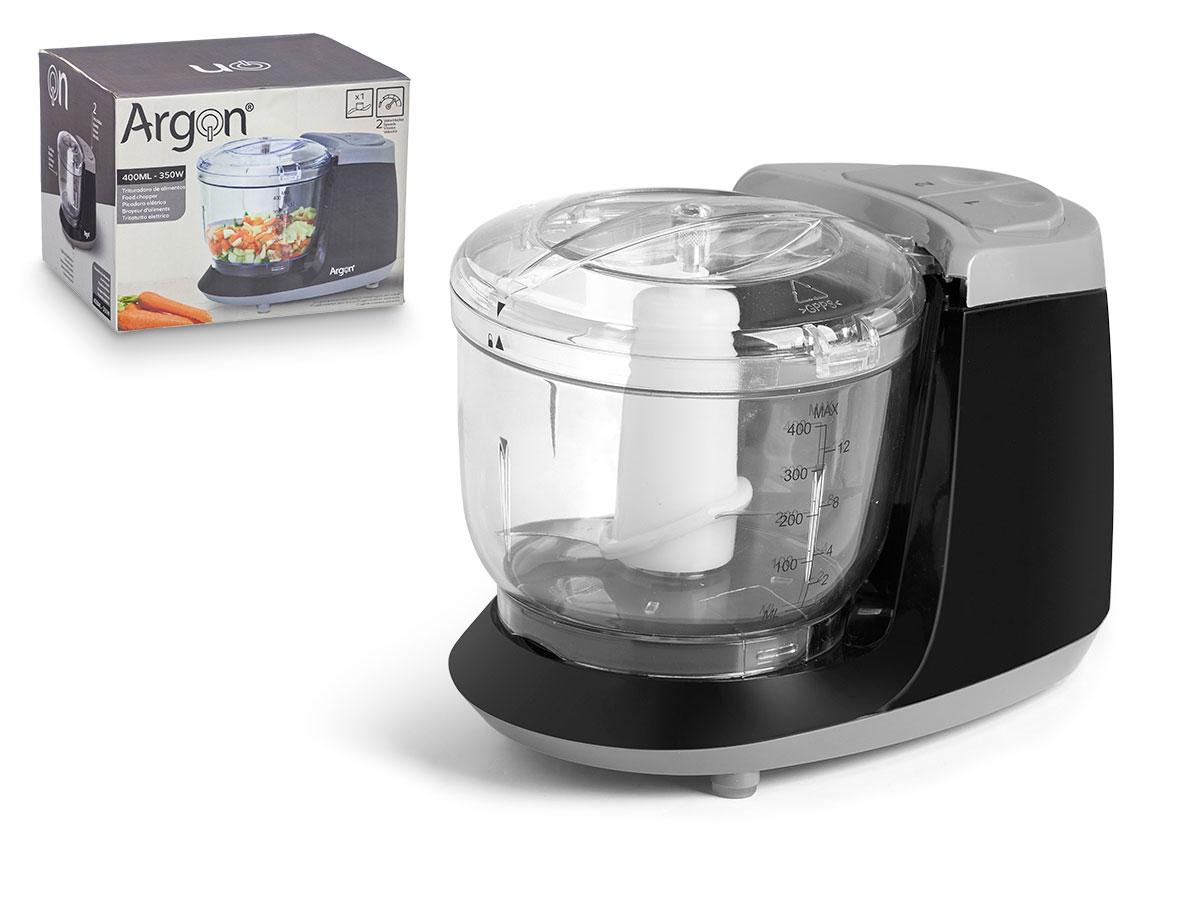 Argon Trituradora 2 Velocidades 350W 400ml con 2 Cuchillas de Acero Inoxidable, 20x14.5x13 cm (6 Unidades)