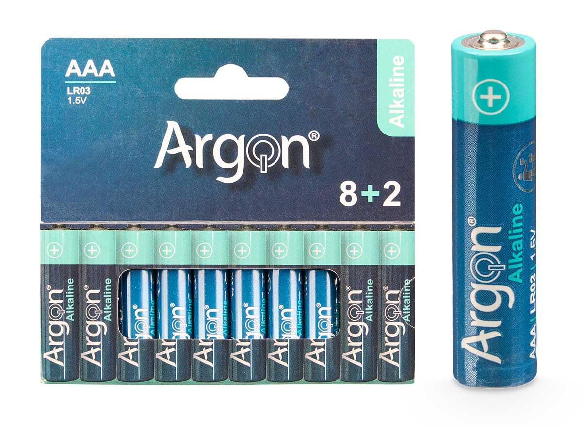 Argon Pila Alcalina LR03 AAA Pack 10, 1.5V, Sin Mercurio ni Cadmio (30 Unidades)