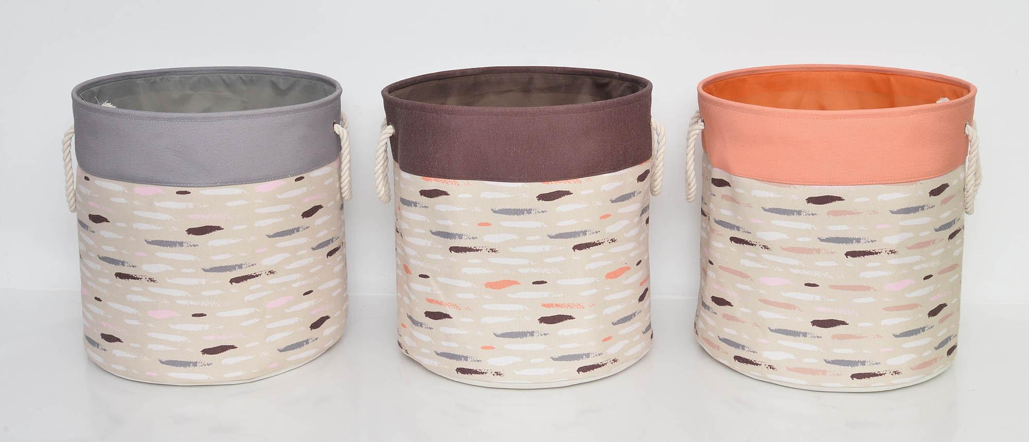 DKD Home Decor Cesta de Ropa de poliéster Gris y Burdeos 45 x 45 x 45 cm (3 Unidades)