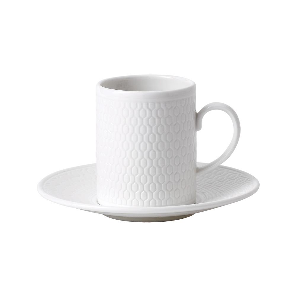 Wedgwood Taza de Café con Plato, 70 ml, Juego de 2 Unidades, Colección Gio, Bone China