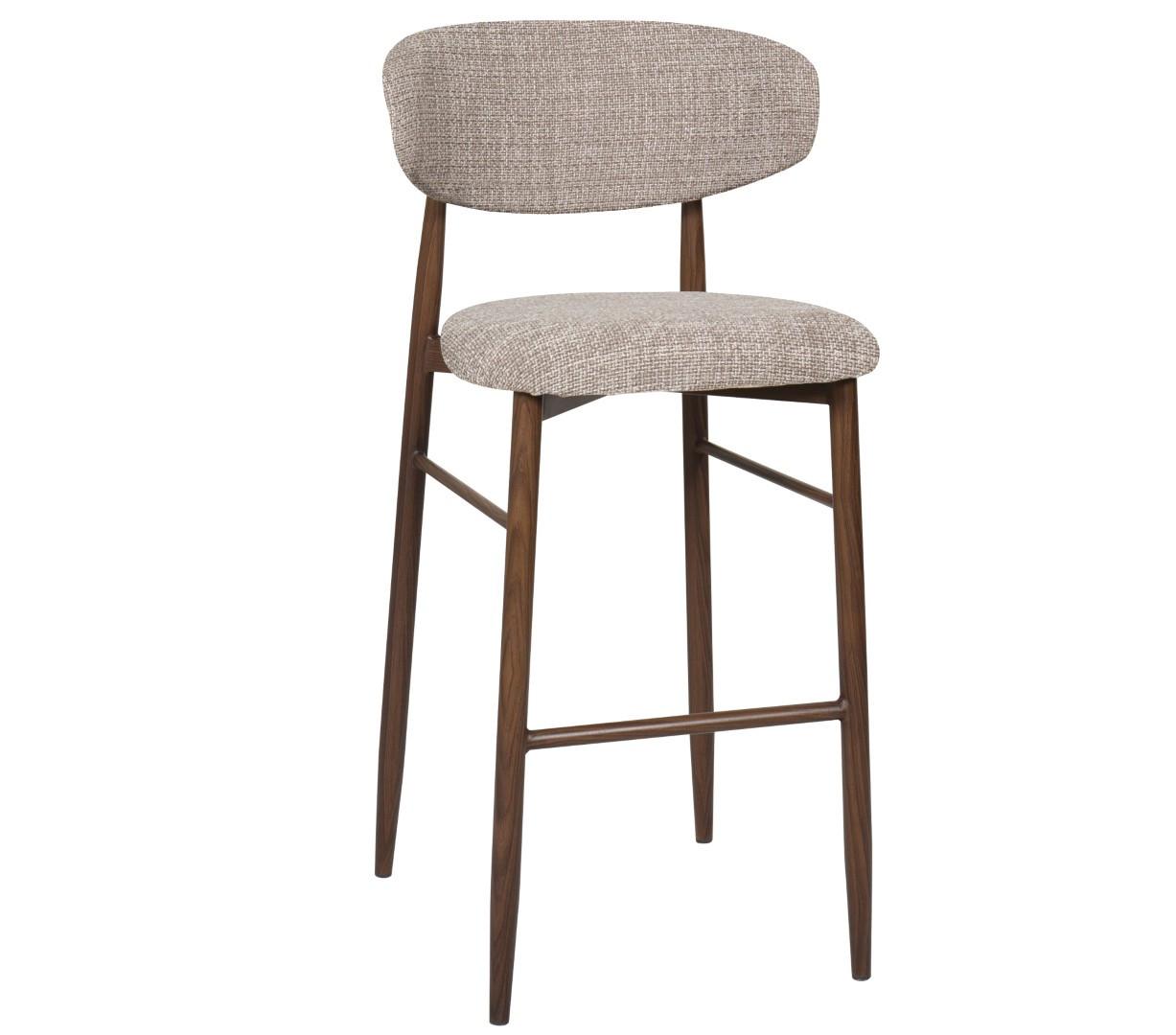 DKD Home Decor Taburete Urban Metal y Poliéster Beige y Nogal, 55 x 104 x 52 cm, Altura Asiento 75 cm (2 Unidades)