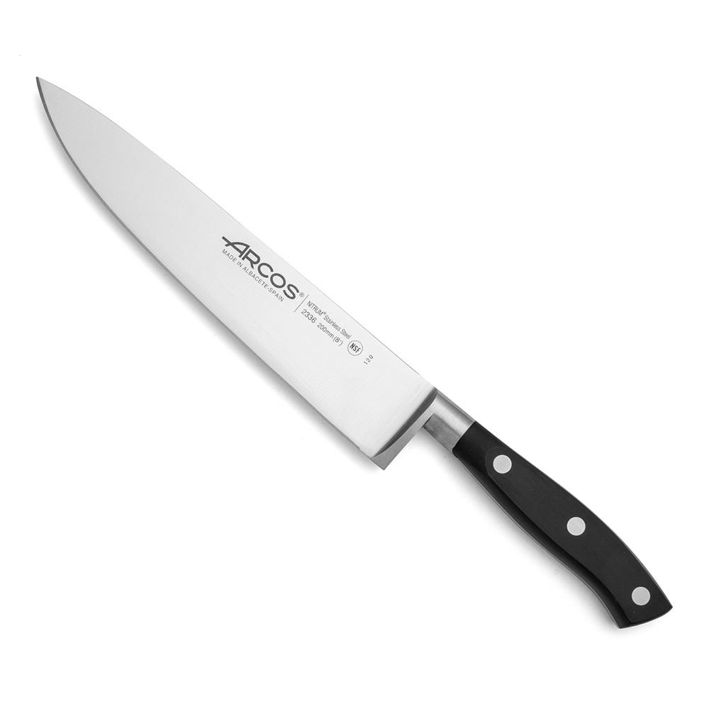 Arcos Cuchillo Cocinero Serie Riviera 200 mm Forjado Acero Nitrum Mango Polioximetileno Antibacteriano Resistente Corrosión
