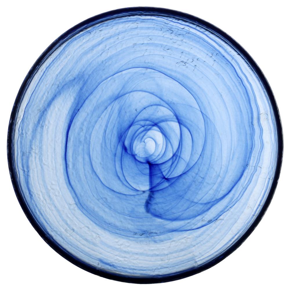 Avet Plato Redondo Azul Índigo 28 cm, Transparente con Tinta Azul, Efecto Alabastro, Colección Blue, 6 Unidades