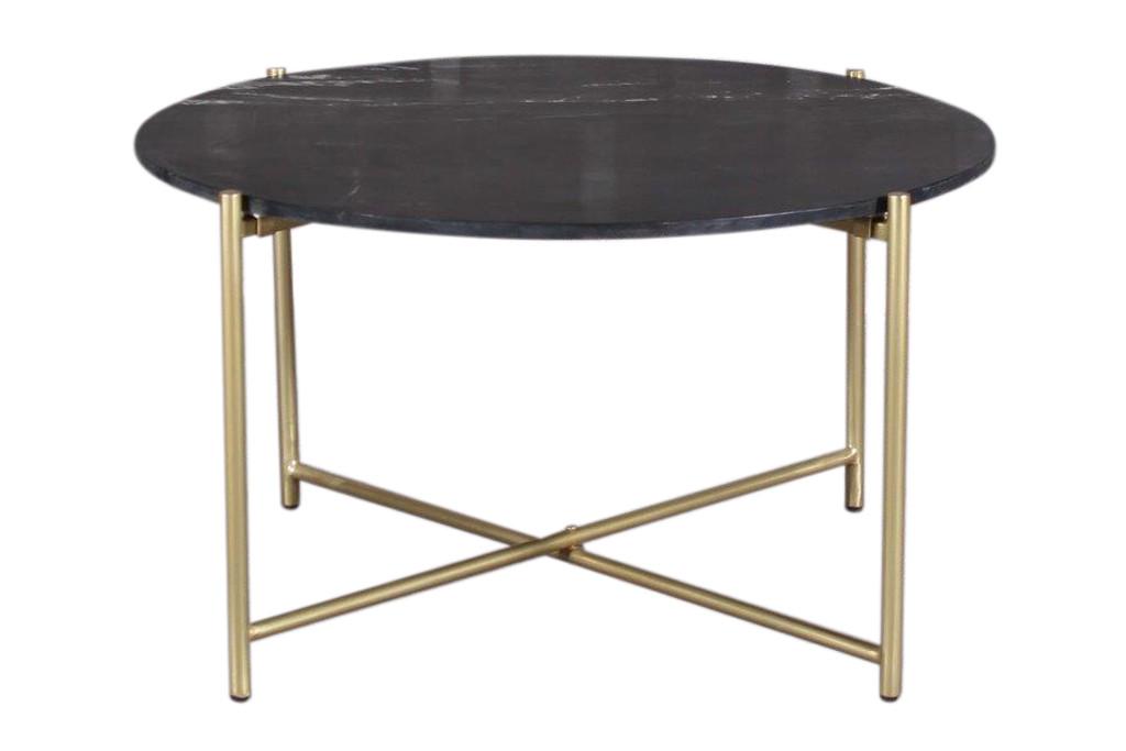 DKD Home Decor Mesa Centro Glam de Mármol y Hierro Negro Dorado 81x44x81 cm Desmontable