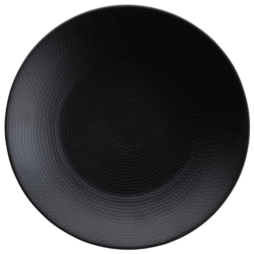 Avet Fuente Redonda Negra Lohan Black 31 cm con sutil relieve de pavimento de adoquines y acabado semi mate.