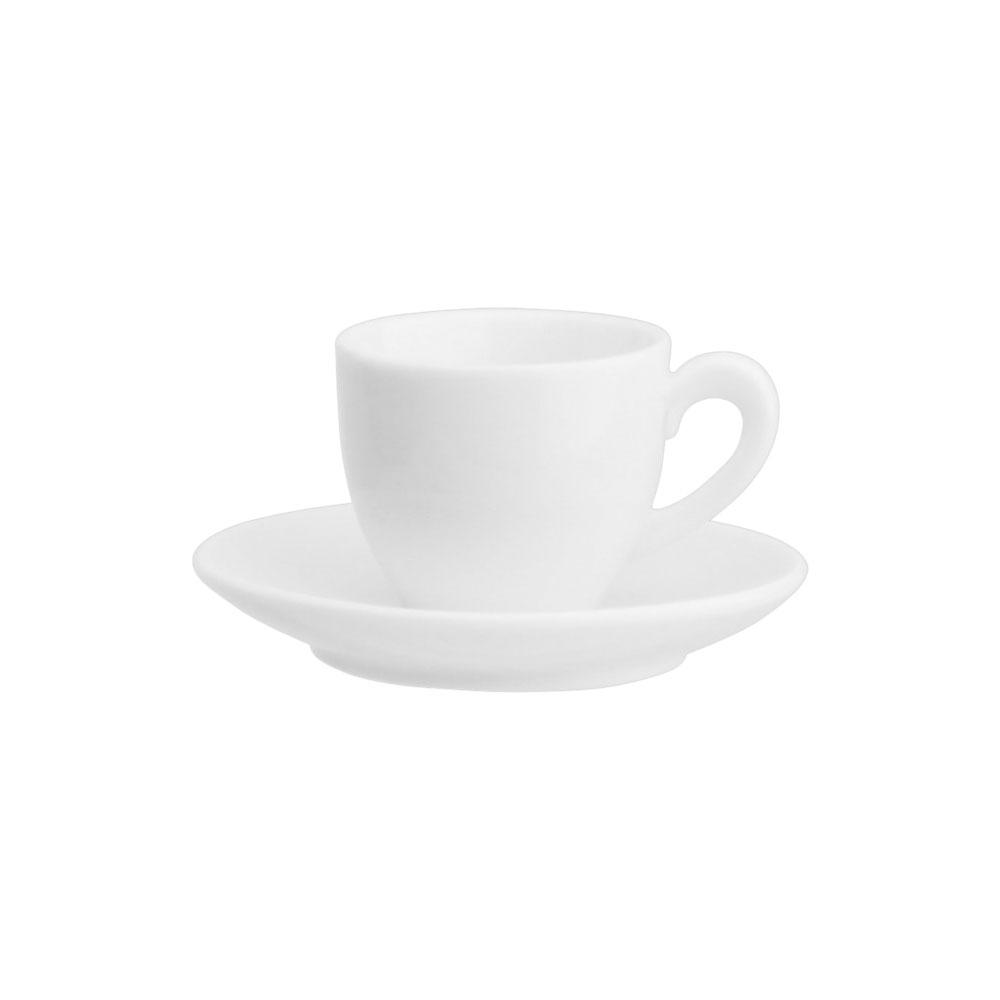 Avet Taza de Café con Plato, Set de 6 Piezas, 80 ml, Colección Coupe, Apto para Lavavajillas, Microondas y Congelador