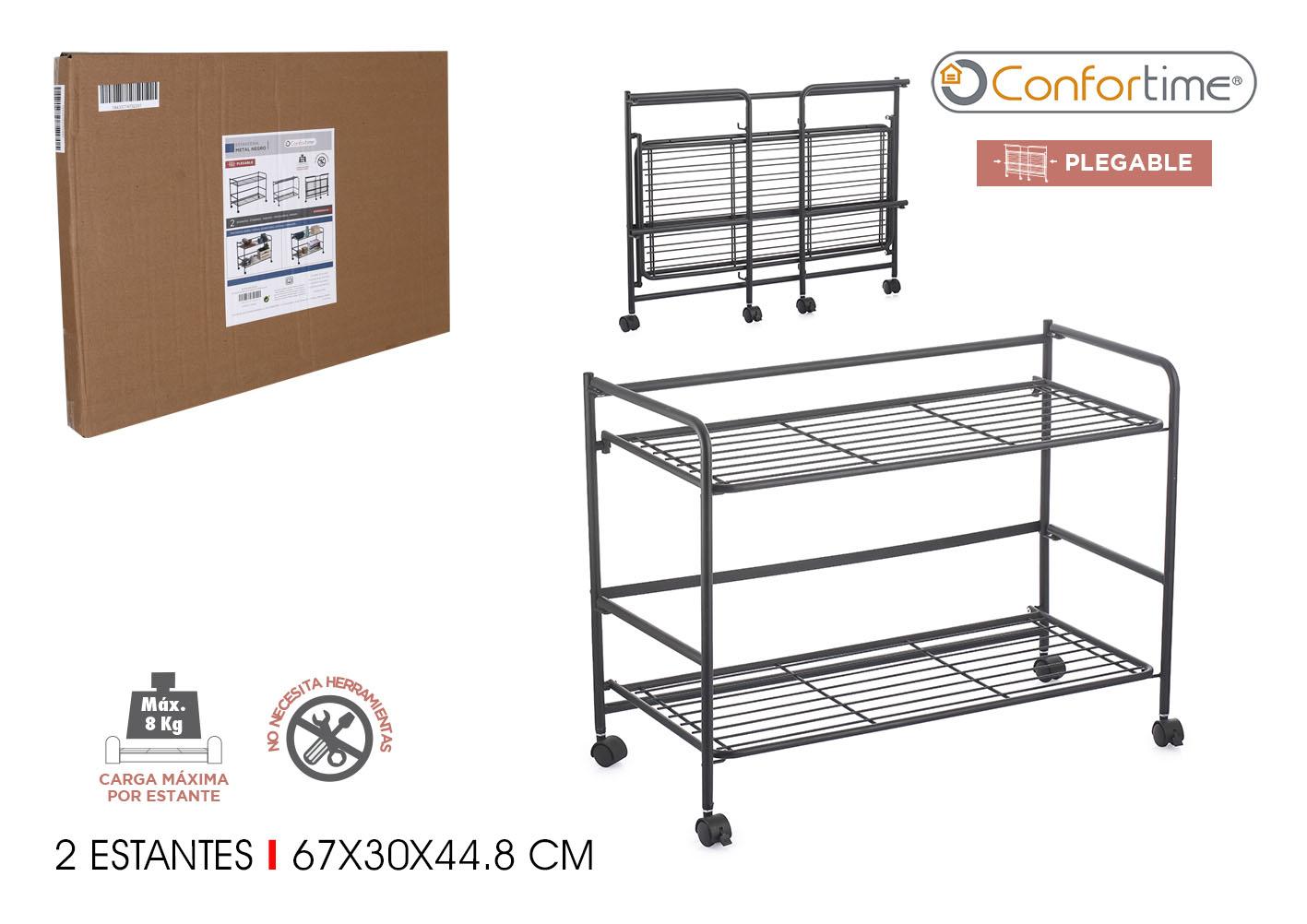 Confortime Estantería Plegable 2 Niveles, 67 x 30 x 44.8 cm
