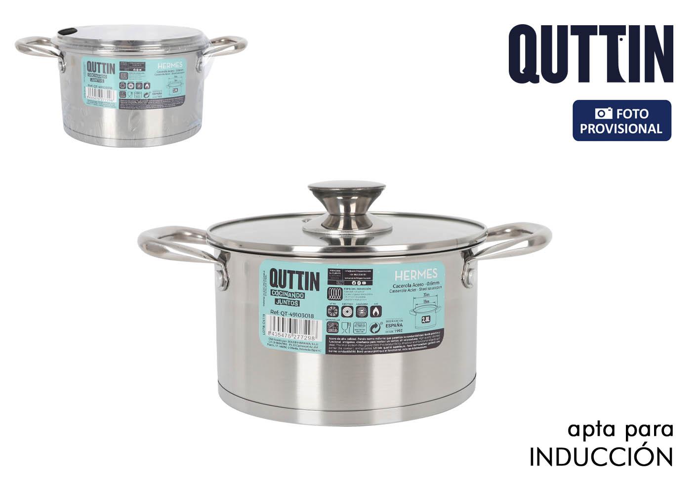 Hermes Cacerola de Acero Inoxidable 18 cm (2,8 L) con Tapa, apta para Inducción, para Cocina Doméstica (6 Unidades)