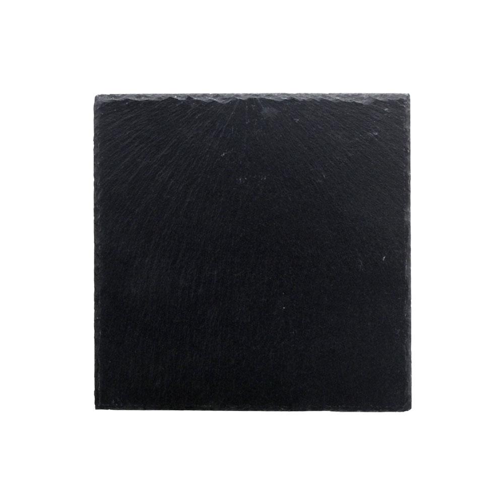 1946 Plato Pizarra Natural 20x20 cm con Tacos Antideslizantes para Presentación de Alimentos Fríos y Calientes