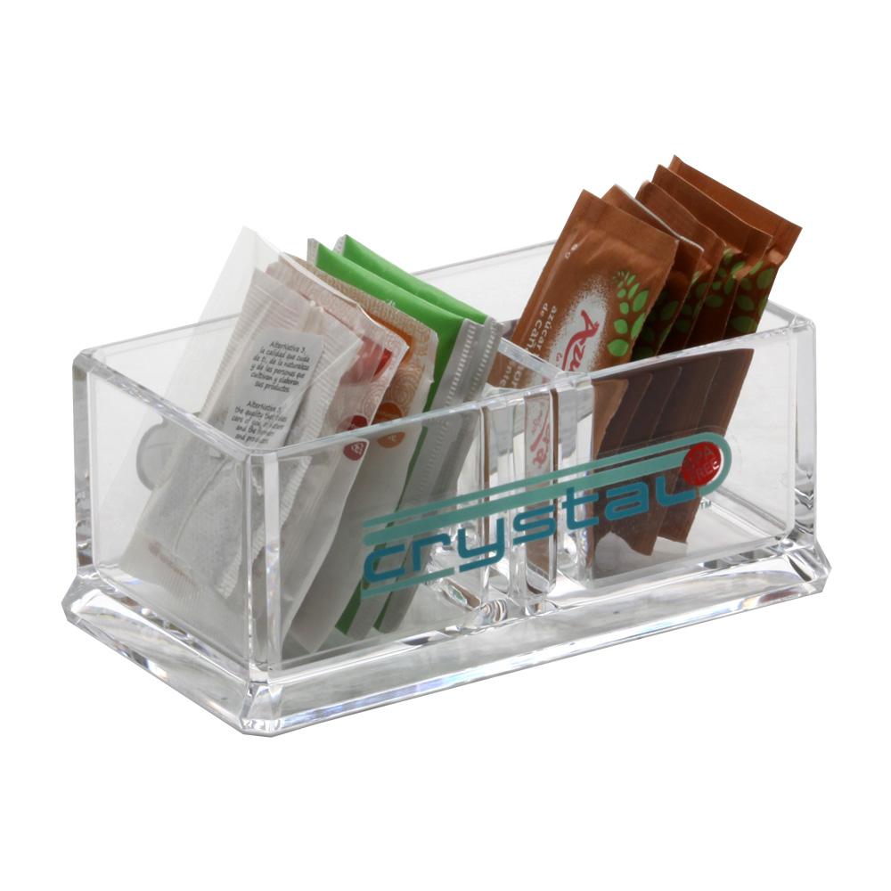 1946 Azucarero y Dispensador Doble para Sobres de Té y Azúcar Acrílico Libre de BPA con Compartimentos para Cucharillas 15x8x6 cm