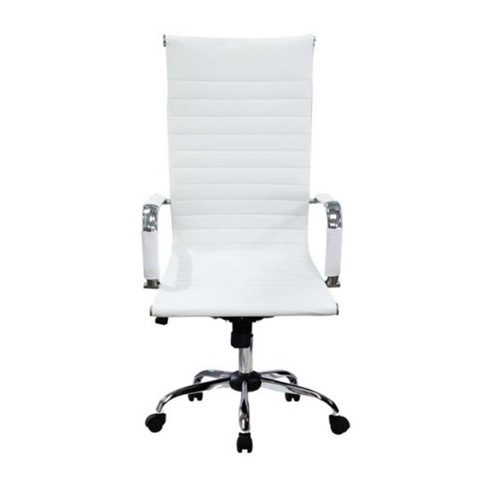 Equip Silla de Oficina 651017 Blanca Ergonomica con Respaldo Acolchado e Imitación Piel