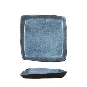 SUMMA Io Granilla Plato Llano Cuadrad 21x21 cm, Gres Vitrificado Azul-Negro, Colección IO (6 Unidades)
