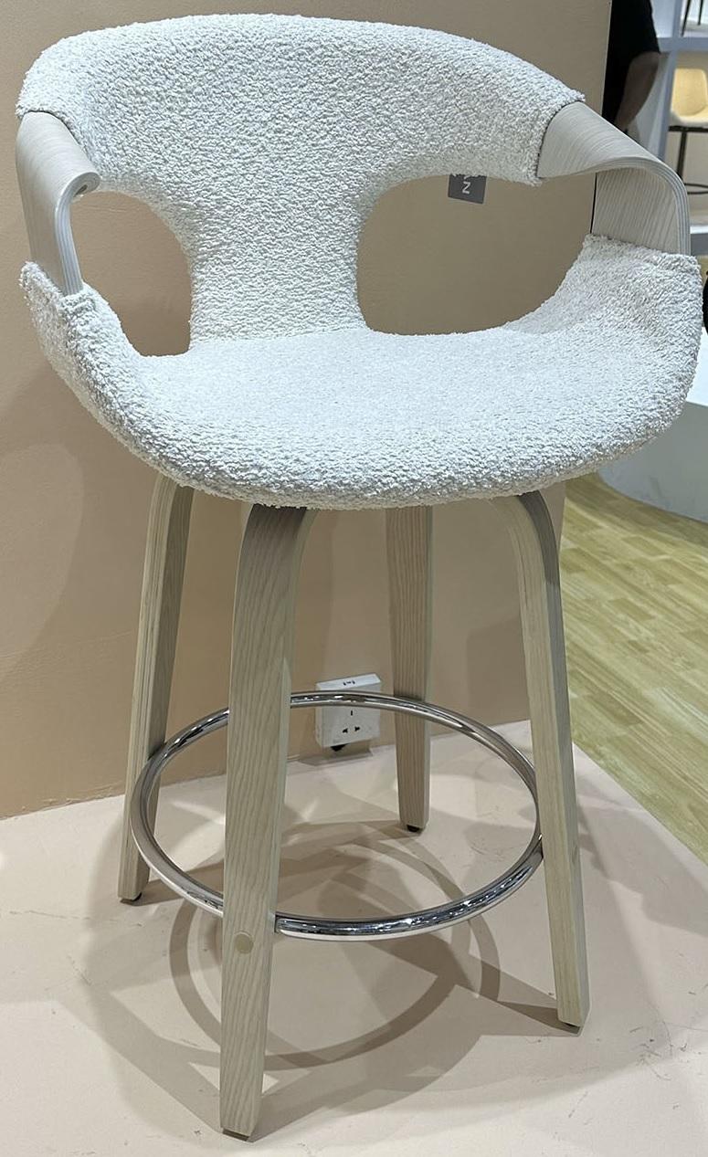 DKD Home Decor Taburete Scandi Blanco de Madera y Poliéster Desmontable, Altura Asiento 63 cm, Medidas 52.5x92.5x55.5 cm