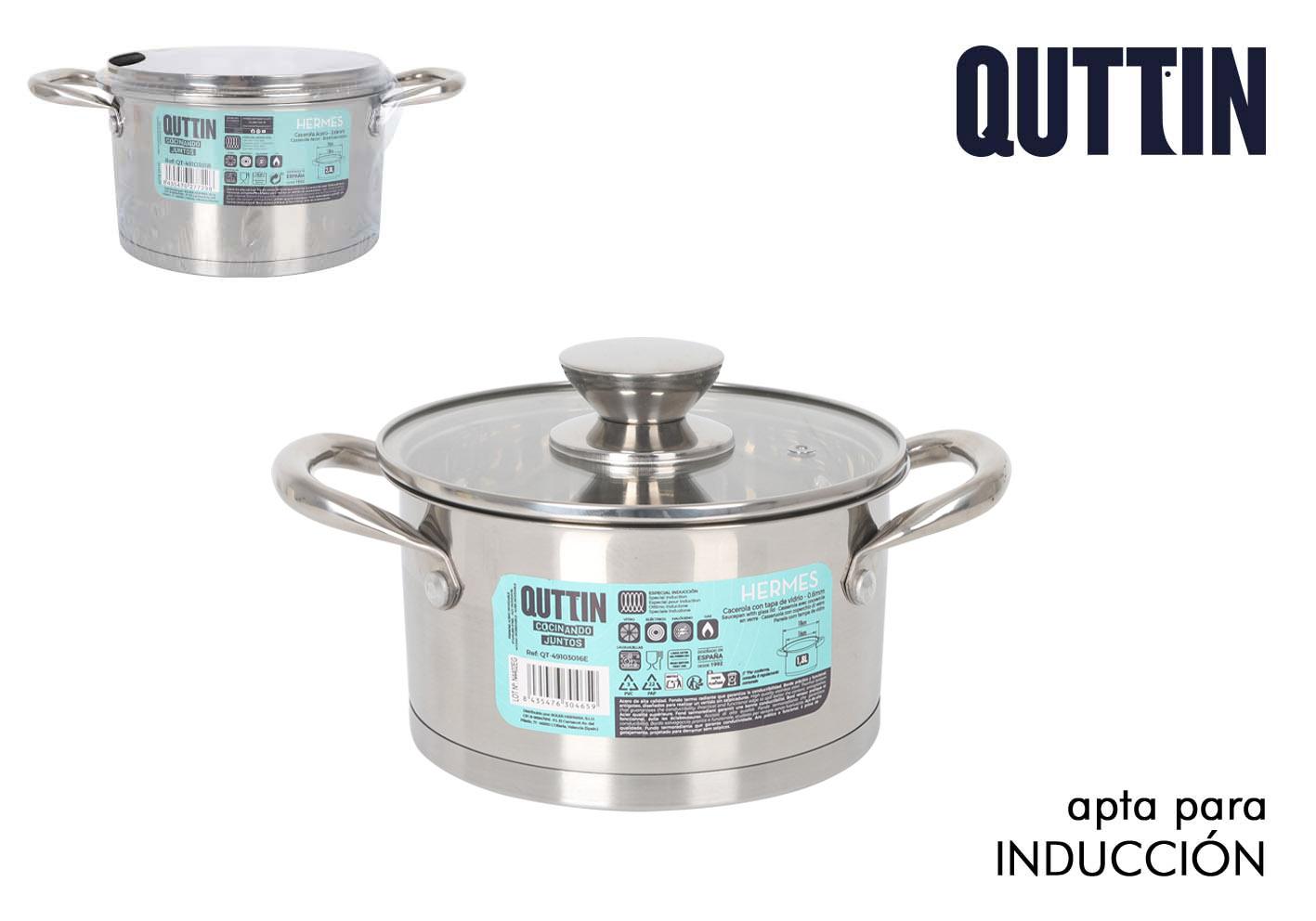 Hermes Cacerola de Acero Inoxidable de 16 cm (1,8 L) con Tapa para Inducción (6 Unidades)