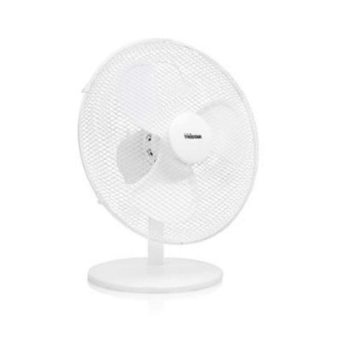 Tristar VE-5727 Ventilador de Sobremesa Potente 45W, 3 Aspas 40cm, 3 Velocidades, Oscilación 85°, Seguridad Sobrecalentamiento, Blanco