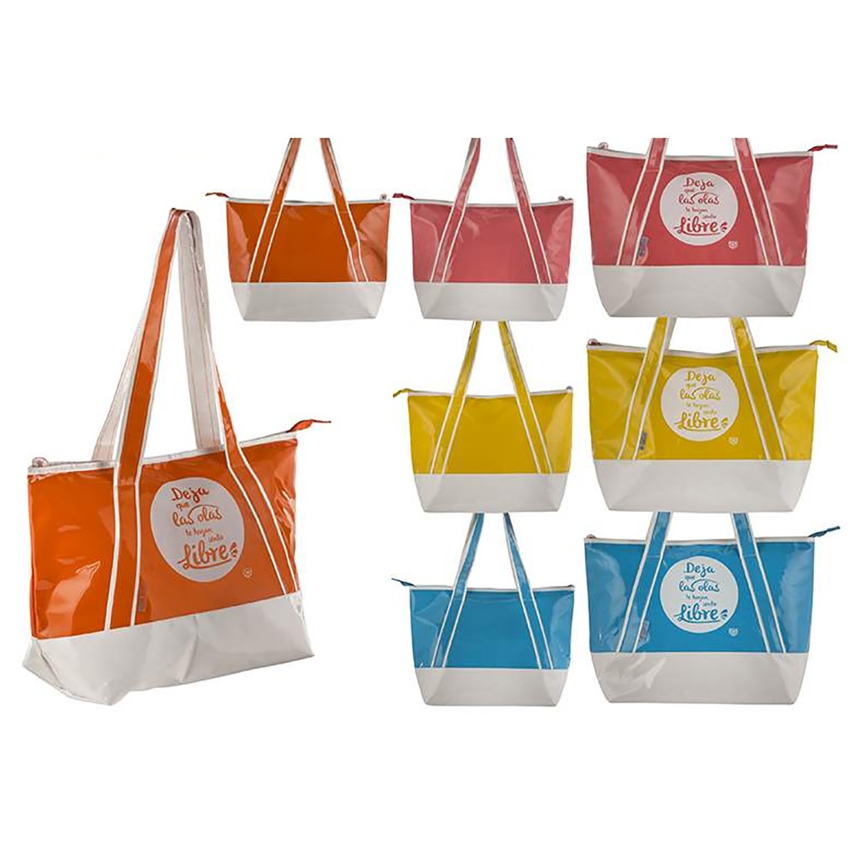 Bolsa Nevera de Playa con Asa y Cremallera Grande Cuatro Colores Hogar y Más