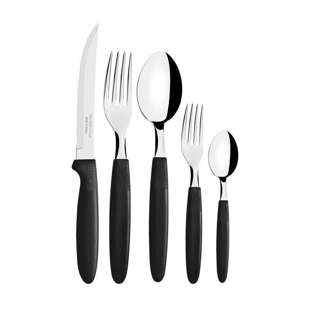 Tramontina Juego de cubiertos 30 piezas acero inoxidable negro