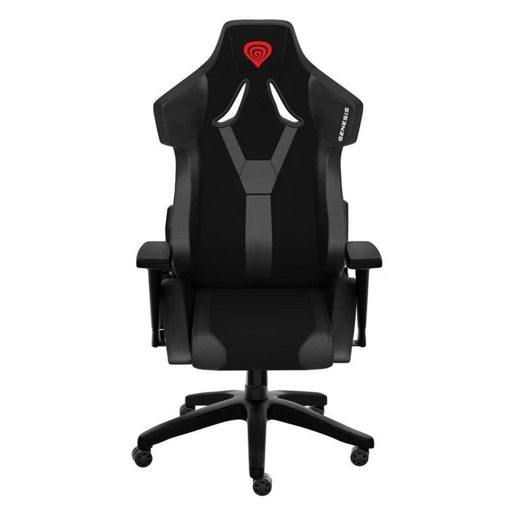 GENESIS Nitro 650 Silla Gaming Acolchada Ergonómica, Butaca para Jugar Negro, Tela y Piel Sintética, 150kg, Reposabrazos y Respaldo Ajustables