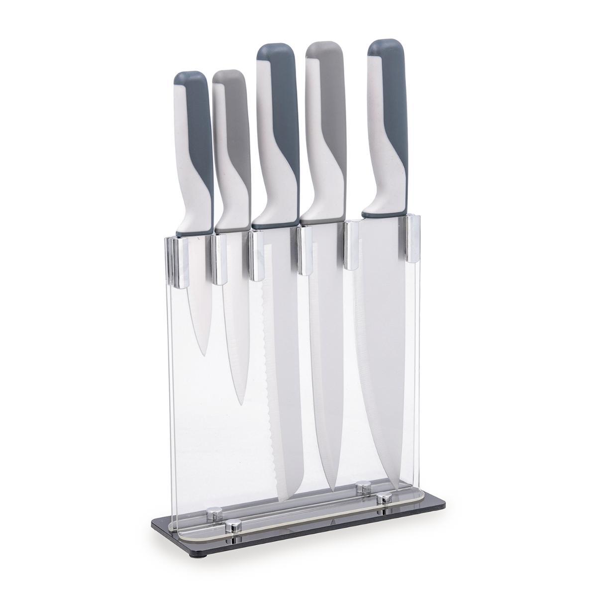 Quid Taco de Cuchillos y Tijera Oasis de Metal Gris - 5 Piezas, Libre de BPA