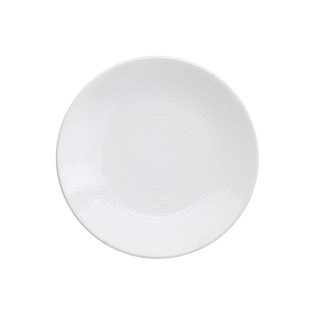 Avet Plato Postre Lohan White Blanco Roto Brillante 21 cm Juego de 6 Unidades con relieve de adoquines