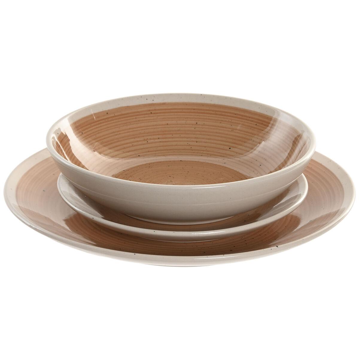 Vajilla Home ESPRIT Blanco Naranja Gres 18 Piezas