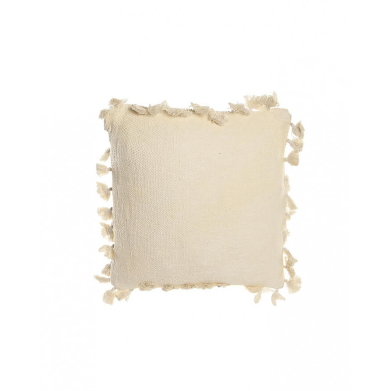 COJÍN POMPONES 45X45CM CREMA