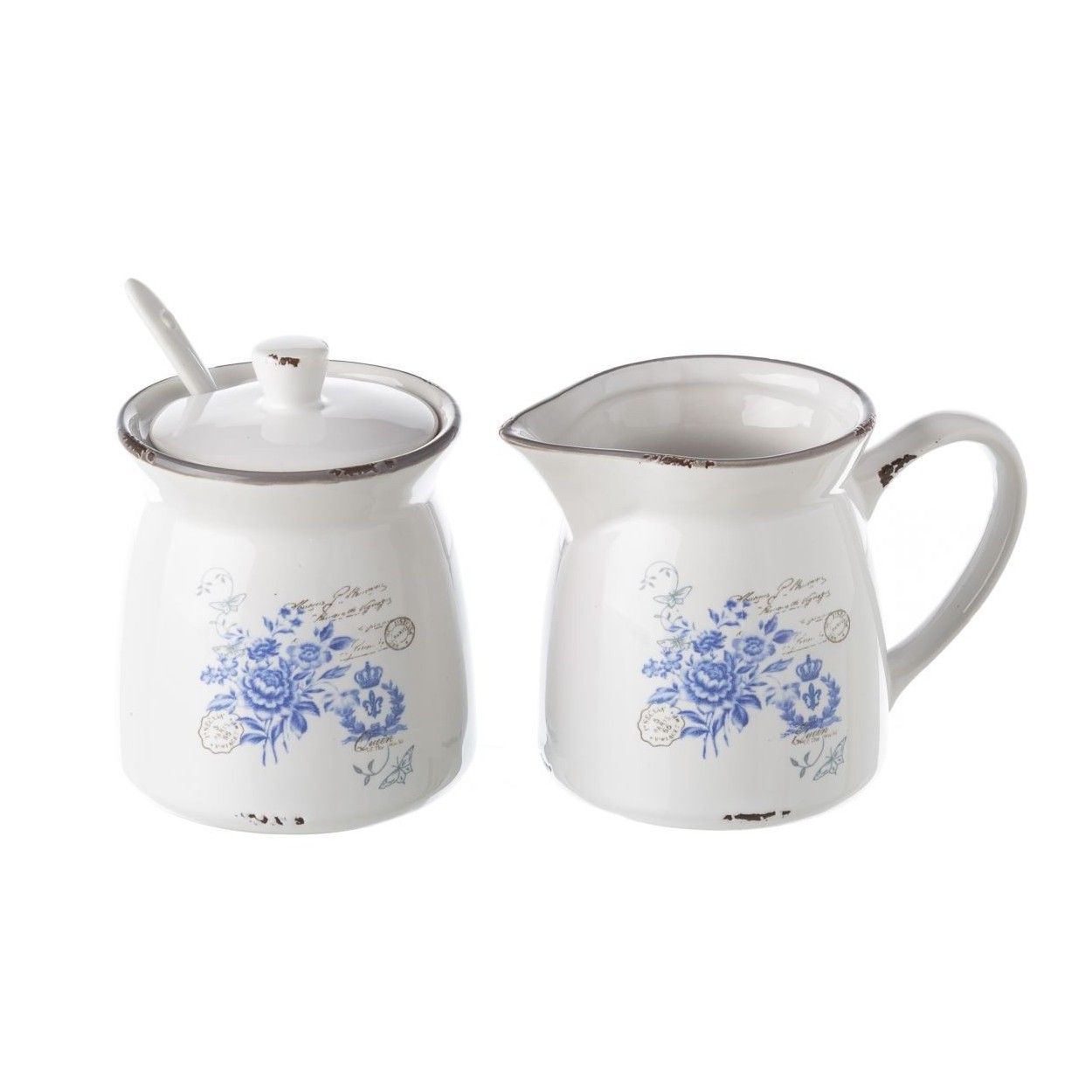 Conjunto de Menaje Stoneware Blanco: Azucarero y Jarrita